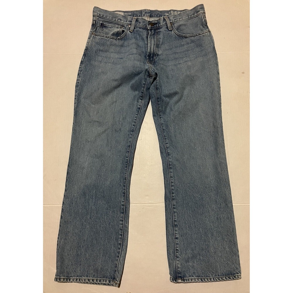GAP Jeans 1969 Easy Fit Straight Leg Jeans Mens 36/32 Classic Light Blue Denim